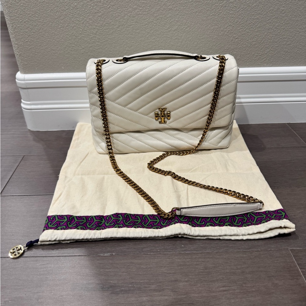 Tory Burch Cream Quilted Crossbody Bag